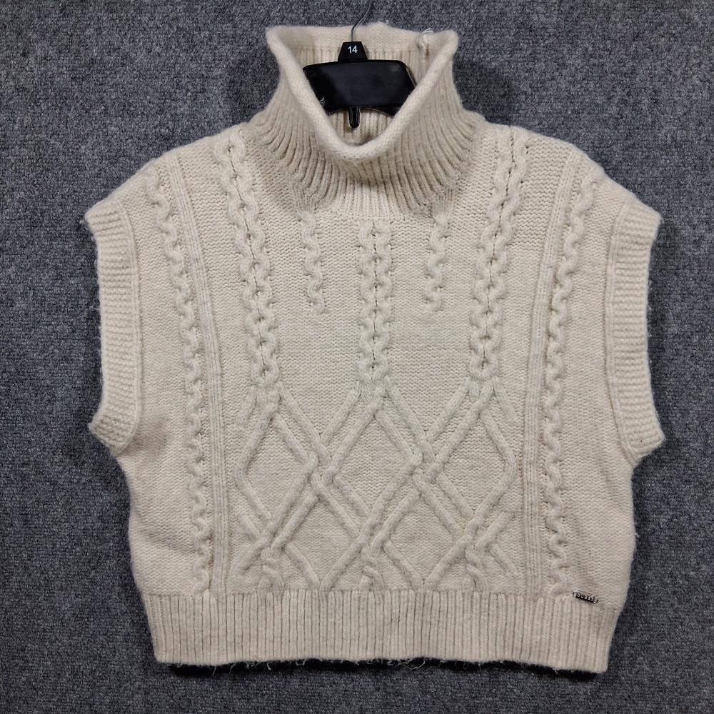 Guess Womens High Turtleneck‎ Sleeveless Cable Knit Sweater Vest size XL